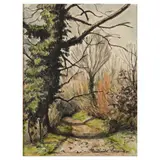 Paul-Émile Pissarro, Forest Path, watercolor and charcoal on paper