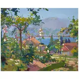 Édouard Cortès, Les Rives du Lac d'Annecy, gouache on Bristol board