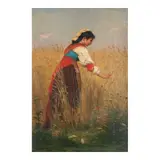 Picking Cornflowers by Charles Zacharie Landelle, oil on wood panel, sold Nov 2025