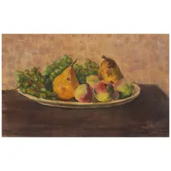 Paul Maze, Dish of Fruit, pastel on buff paper