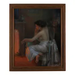 Jeune Femme au Coin du Feu by Delphin Enjolras, pastel on canvas, sold Nov 2025
