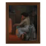 Delphin Enjolras, Jeune Femme au Coin du Feu, pastel on canvas