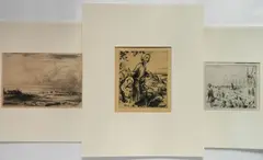 Adolphe Beaufrère, - 1). ''Sur La Plage a Larmer''-, etching and drypoint, 1929