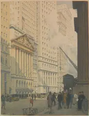 Tavik F Simon, - ''New York Stock Exchange'' (Novak 463)- color soft ground and, aquatint in color, 1927