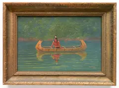 William Meuttman, - Indian in a Canoe-, oil on canvas