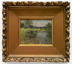 William Mc Cord, - ''Solitude- Scene Along Little Miami River''-, oil on panel, ca. 1914