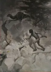 Ernest Thompson-Seton, - Wahb, The Grizzly Bear''-, oil on canvasboard