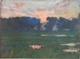 Samuel Mc Crea, - ''The Meadow- Evening''-, gouache on cardboard