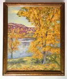- Fall Landscape with Stream- by Hugo Melville Fisher, oil on canvas, sold Mar 2020