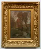 Arthur Mitchell, - Fall Landscape with Stream-, oil on panel