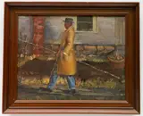 Clyde Singer, - Man with Fishing Pole-, oil on canvas, 1933