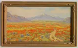 Charles W Nicholson, - ''Poppies, Lupines and Buttercups- Antelope Valley''-, oil on canvasboard