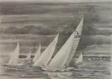 Arnold Ronnenbeck, - Sailboats-, graphite on paper, 19365