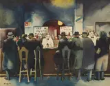 Walton Blodgett, - ''Third Avenue Bar''-, watercolor on paper, 1938