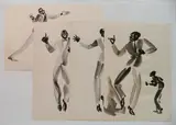 Virginia Beresford, - Savoy Dancers- Males- 4, ink wash on paper, 1938, all
