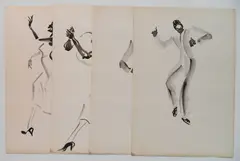 Virginia Beresford, - Savoy Dancers- 4, ink wash on paper, 1938, all