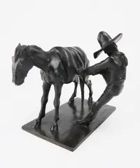 John Held, Jr., - Man Mounting His Horse-, bronze sculpture