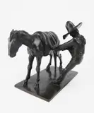 John Held, Jr., - Man Mounting His Horse-, bronze sculpture