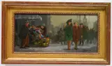 Clyde Singer, - ''The Flower Vendor''-, oil on panel, 1947