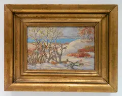 Sven Carlson, - Winter Landscape, Rockport-, oil on masonite