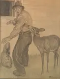 Paul Branson, - ''She Went Silently Up to Him and brought her Head Against his Side with a Friendly Whack''-, graphite on illustration board