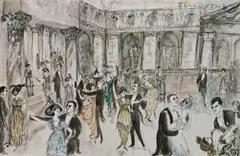 Edward M. Plunkett, - ''Media Luna 1914''-, ink and gouache on paper, 1960