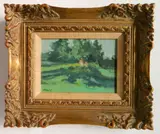 Frederick Mc Duff, - Figures in Landscape-, oil on canvasboard