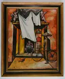 Savo Radulovic, - Mother and Child in Doorway-, oil on canvas