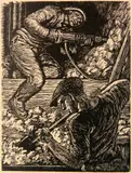 Albert Abramovitz, - ''Drilling, Moscow''- wood, engraving