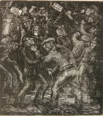 Albert Abramovitz, - ''Demonstration, NY''- wood, engraving, 1933