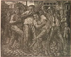 Albert Abramovitz, - ''The Strike''- wood, engraving