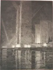 Gerald Geerlings, - ''Electrical Building at Night'' (Czestochowski 31)-, etching and drypoint, 1933