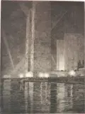 Gerald Geerlings, - ''Electrical Building at Night'' (Czestochowski 31)-, etching and drypoint, 1933