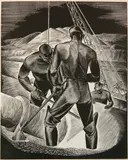 Leon Gilmour, - ''Cement Finishers''- wood, engraving, 1939