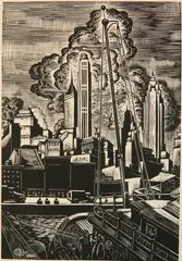 Henry J. Glintenkamp, - ''Manhattan- Where the Mannonites''-, woodcut, 1935