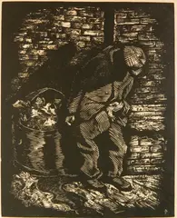 Eli Jacobi, - ''Nocturne''- linoleum cut, 1936, signed, titled and annotated '75 proofs' in, pencil, tape and adhesive residue upper and lower margins otherwise very good condition