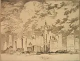 Joseph Pennell, - ''The Unbelievable City'' (Wuerth 498)-, etching on cream Japanese paper, 1908