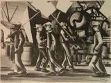 Herman Volz, - ''Picket Line''-, lithograph, 1938