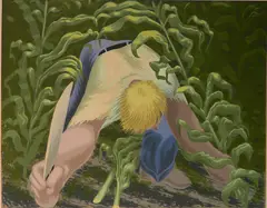 Bernard Joseph Steffen, - ''Pulling Corn (Fodder Chopper)''-, serigraph in color