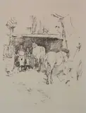 James A. M. Whistler, - ''Smith Yard'' (Way 88); (Levy 126)-, lithograph, 1864, as pbulished in 'The Studio'