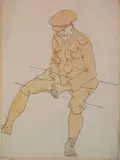 Frank Wilcox, - ''British Soldier''-, watercolor and graphite on paper, 1914, monogrammed lower right