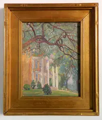 Florence Culver, - Landscape with House-, oil on canvasboard, 1923