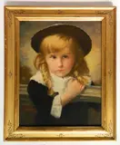 William J. Edmondson, - Portrait of a Girl-, oil on canvasboard