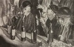 William Gisch, - ''In A French Cafe''-, lithograph, 1930
