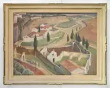 Rolf Stoll, - ''Spanish Landscape with Cypresses''-, oil on canvas, ca. 1930's