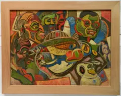 Paul B. Travis, - ''Fish Jury''-, oil on masonite, 1941