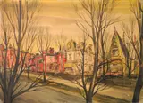 Viktor Schreckengost, - ''Georgetown''-, watercolor on illustration board, 1946