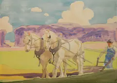 Paul Ulen, - Plow-, watercolor on illustration board (double-sided), good condition