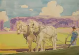 Paul Ulen, - Plow-, watercolor on illustration board (double-sided), good condition