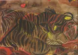 Paul B. Travis, - ''Evil Tiger''-, watercolor on paper, 1951